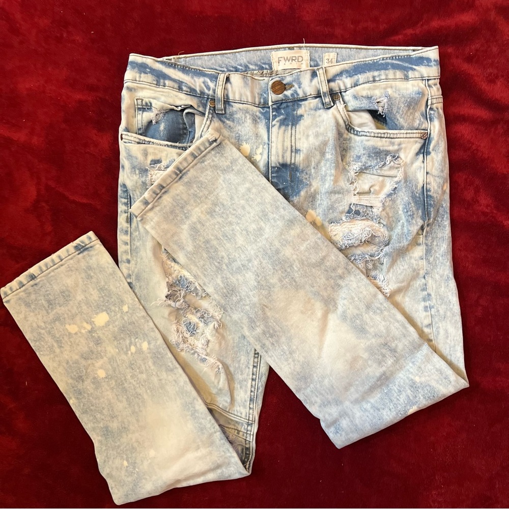 FWRD mens bleached skinny jeans 34/32